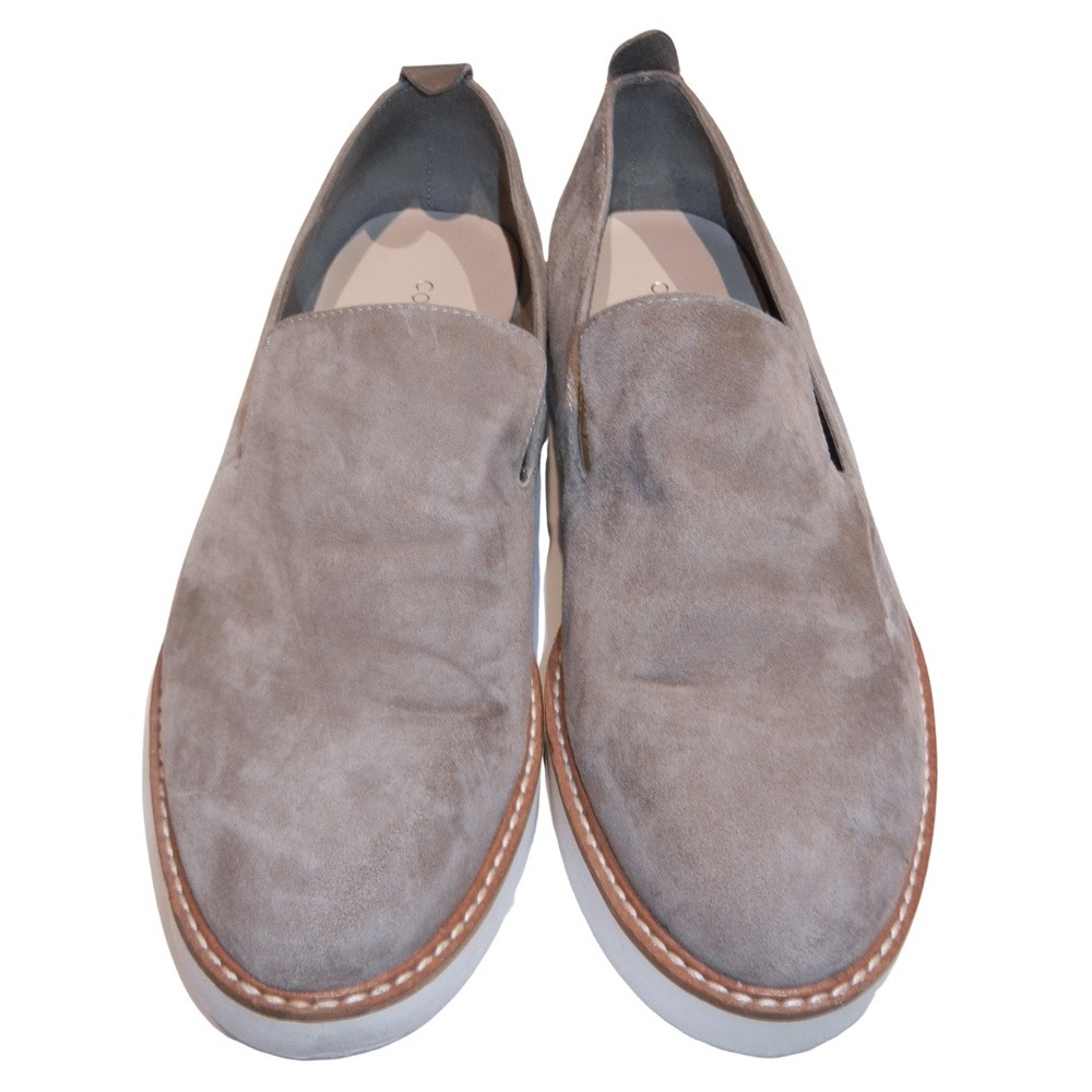 COM SENS Gray Suede Leather Slip On Platform Loafers Women's Size 8.5M